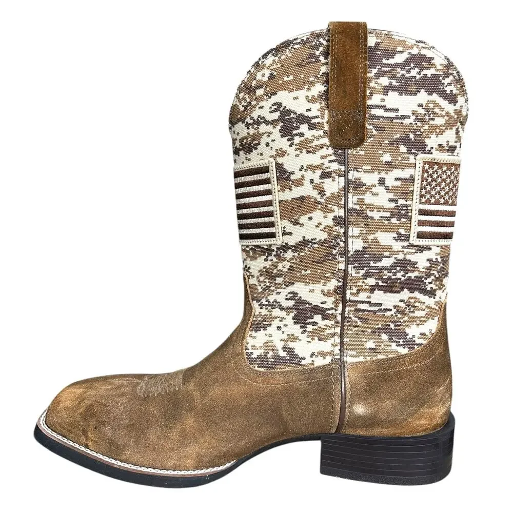 ARIAT Men’s Camo Patriot Brown Nubuck Western Cowboy Boot Size 14 D